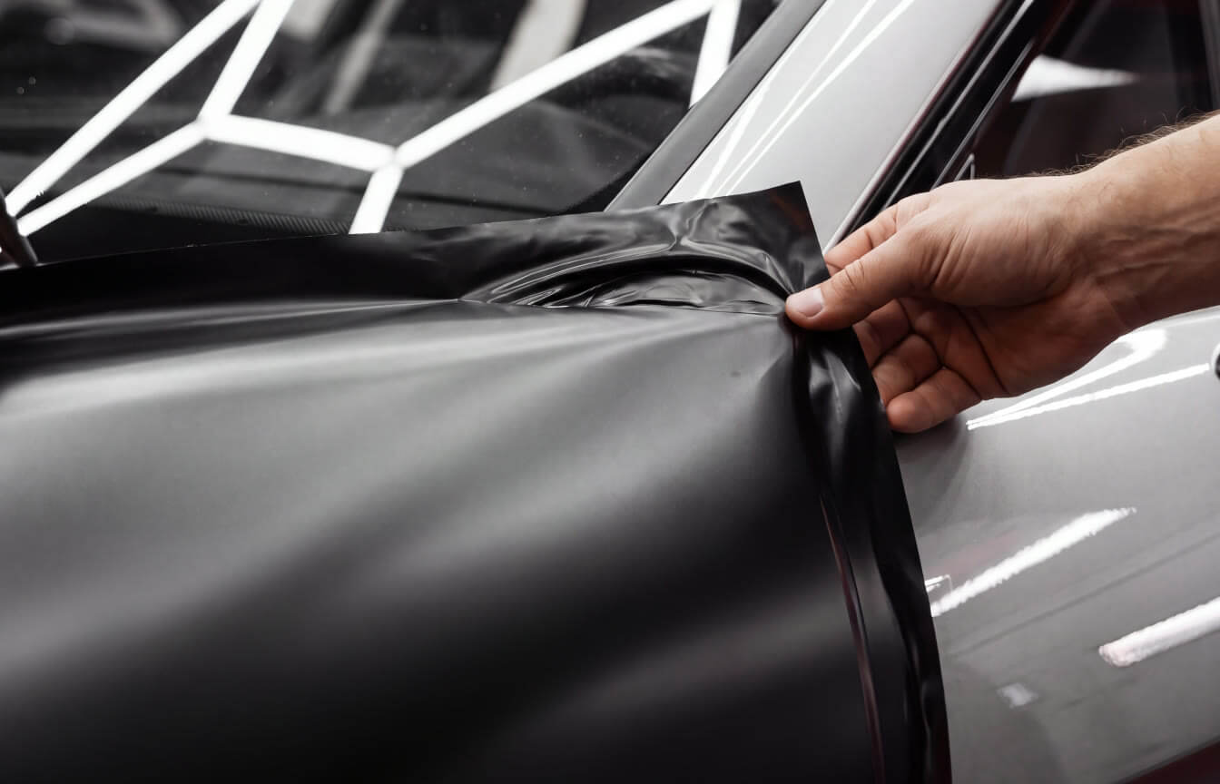 Vehicle wrap film being applied